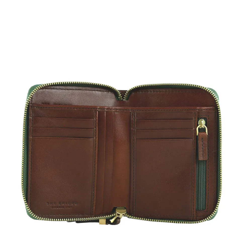 Portafoglio Donna Medio Zip Around THE BRIDGE linea Chiara in Pelle Marrone