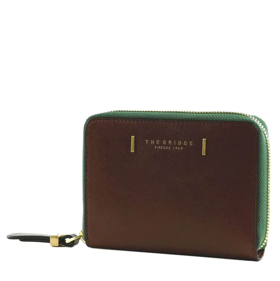 Portafoglio Donna Medio Zip Around THE BRIDGE linea Chiara in Pelle Marrone