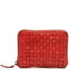 Portafoglio Donna Piccolo Zip Around in Pelle Rossa Intrecciata Gianni Conti