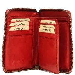 Portafoglio Donna Piccolo Zip Around in Pelle Rossa Intrecciata Gianni Conti