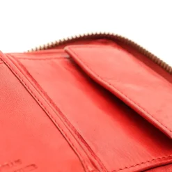 Portafoglio Donna Piccolo Zip Around in Pelle Rossa Intrecciata Gianni Conti