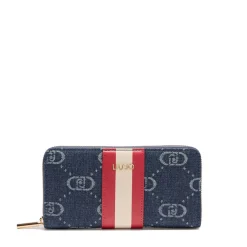 Portafoglio Donna Zip Around LIU JO in Denim Jacquard colore Blue Denim