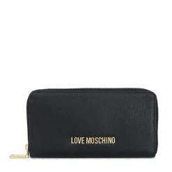 Portafoglio Donna Zip Around LOVE MOSCHINO Effetto Goffrato Nero