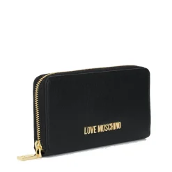 Portafoglio Donna Zip Around LOVE MOSCHINO Effetto Goffrato Nero