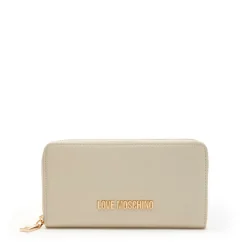 Portafoglio Donna Zip Around LOVE MOSCHINO Effetto Goffrato Avorio