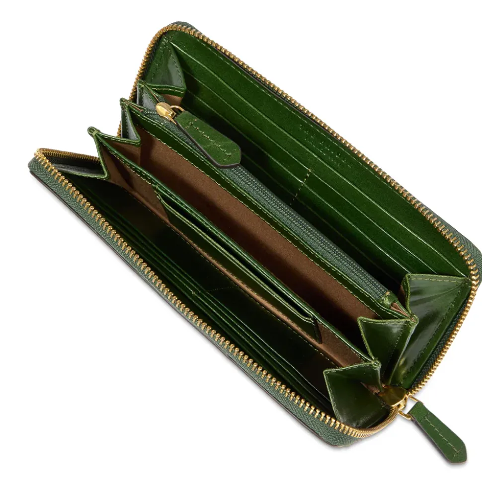 Portafoglio Donna Zip Around THE BRIDGE linea Lucrezia in Pelle Verde Inglese