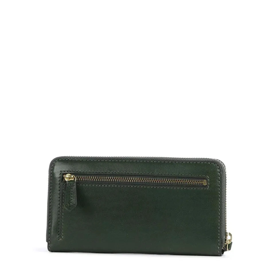 Portafoglio Donna Zip Around THE BRIDGE linea Lucrezia in Pelle Verde Inglese