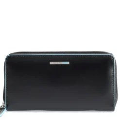 Portafoglio Donna Zip Around PIQUADRO In Pelle Nera Linea Blue Square - PD3229B2R