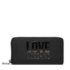 Portafoglio Donna Zip Around LOVE MOSCHINO Nero con Logo Lettering Sfumato