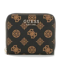 Portafoglio Piccolo GUESS Chiuso con Zip Linea Laurel Colore Mocha Logo