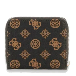 Portafoglio Piccolo GUESS Chiuso con Zip Linea Laurel Colore Mocha Logo