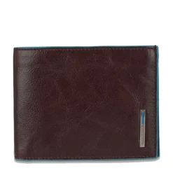 Portafoglio Uomo con Portamonete PIQUADRO in Pelle Mogano Linea Blue Square - PU257B2R