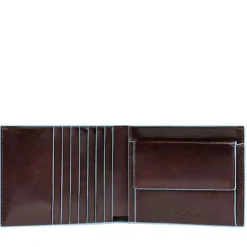 Portafoglio Uomo Piquadro In Pelle Mogano con Portacarte Orizzontale e Portamonete - PU1239B2R