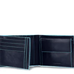 Portafoglio Uomo Piquadro In Pelle Blu con Pattina Orizzontale e Portamonete - PU1240B2R