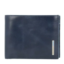 Portafoglio Uomo Piquadro In Pelle Blu con Portacarte Orizzontale e Portamonete - PU1239B2R