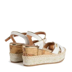 Sandali con Zeppa 8 cm 1A Classe Alviero Martini in Eco Nappa Bianca 1116