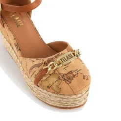 Sandali con Zeppa 8 cm 1A Classe Alviero Martini in Reps stampa Geo Classic 1115