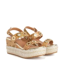 Sandali con Zeppa 8 cm 1A Classe Alviero Martini in Eco Nappa stampa Geo Classic con Occhielli 1119