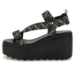 Sandali Donna con Zeppa GUESS linea Ocilia Colore Black - Platino