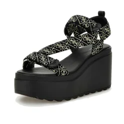 Sandali Donna con Zeppa GUESS linea Ocilia Colore Black - Platino