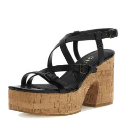 Sandali Donna GUESS con Tacco Linea Corke in Pelle Colore Nero