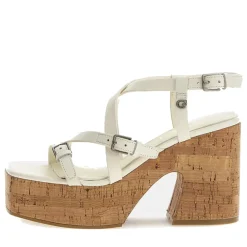 Sandali Donna GUESS con Tacco Linea Corke in Pelle Colore Ivory
