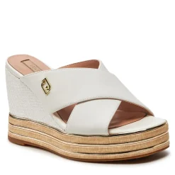 Sandali Donna LIU JO Karen 03 Ciabatte con Zeppa in Pelle Bianca