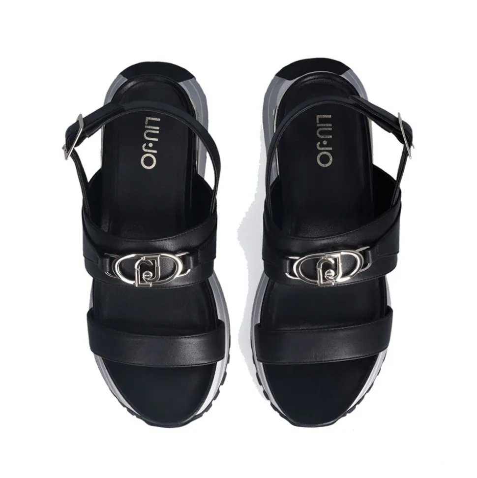 Sandali Donna LIU JO Maxi Wonder Sandal 30 in Pelle Nera