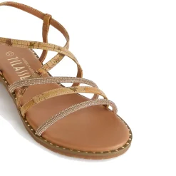 Sandali Flat 1A Classe Alviero Martini in Eco Nappa stampa Geo Classic con Strass 1069