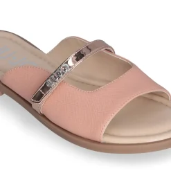 Sandali Flat LIU JO Amira 933 stampa Saffiano color Pesca con Cinturino Rose Gold