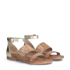 Sandali Flat LIU JO Sand 03 in Suede color Cognac con Inserti Metallizzati