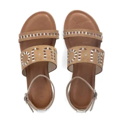 Sandali Flat LIU JO Sand 03 in Suede color Cognac con Inserti Metallizzati