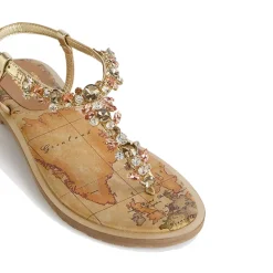 Sandali Gioiello 1A Classe Alviero Martini in Tessuto Laminato Oro 1070