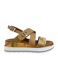 Sandali Platform 1A Classe Alviero Martini color Cuoio con Inserti Geo Beige 2193