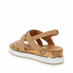 Sandali Platform 1A Classe Alviero Martini color Cuoio con Inserti Geo Beige 2193
