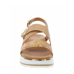 Sandali Platform 1A Classe Alviero Martini color Cuoio con Inserti Geo Beige 2193