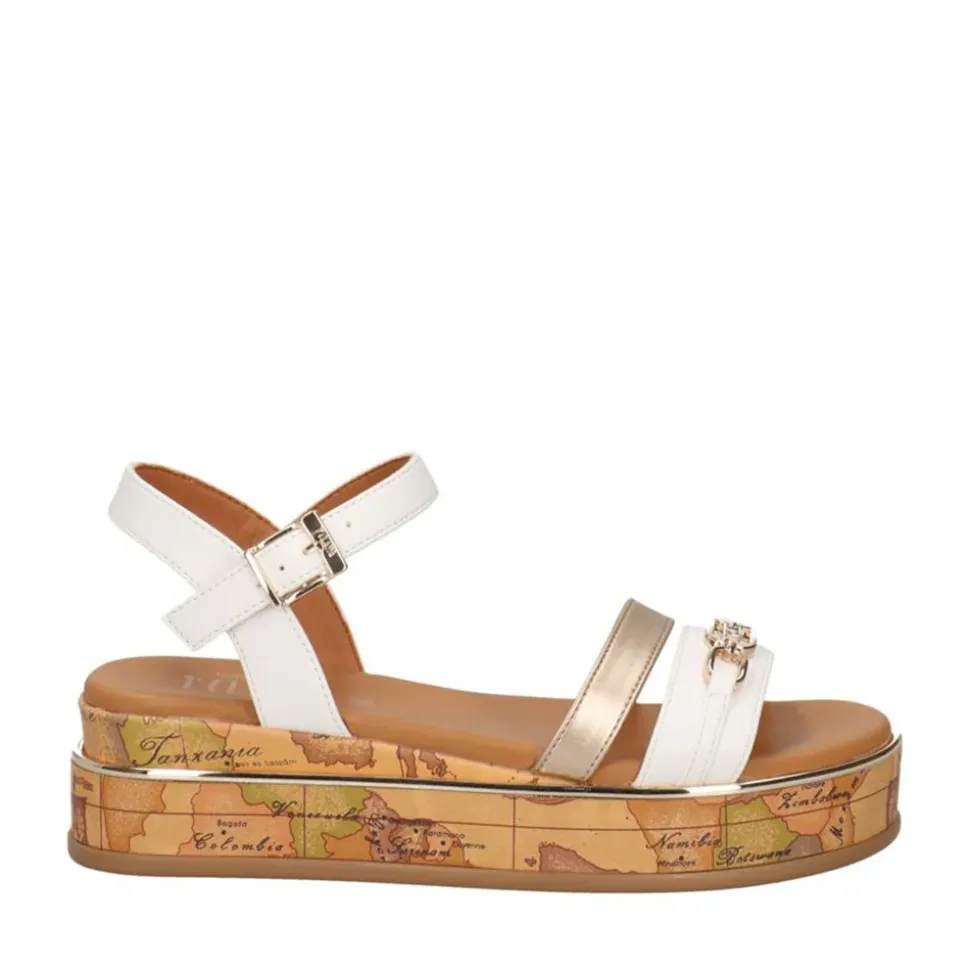 Sandali Platform 1A Classe Alviero Martini Bianco e Platino 2180