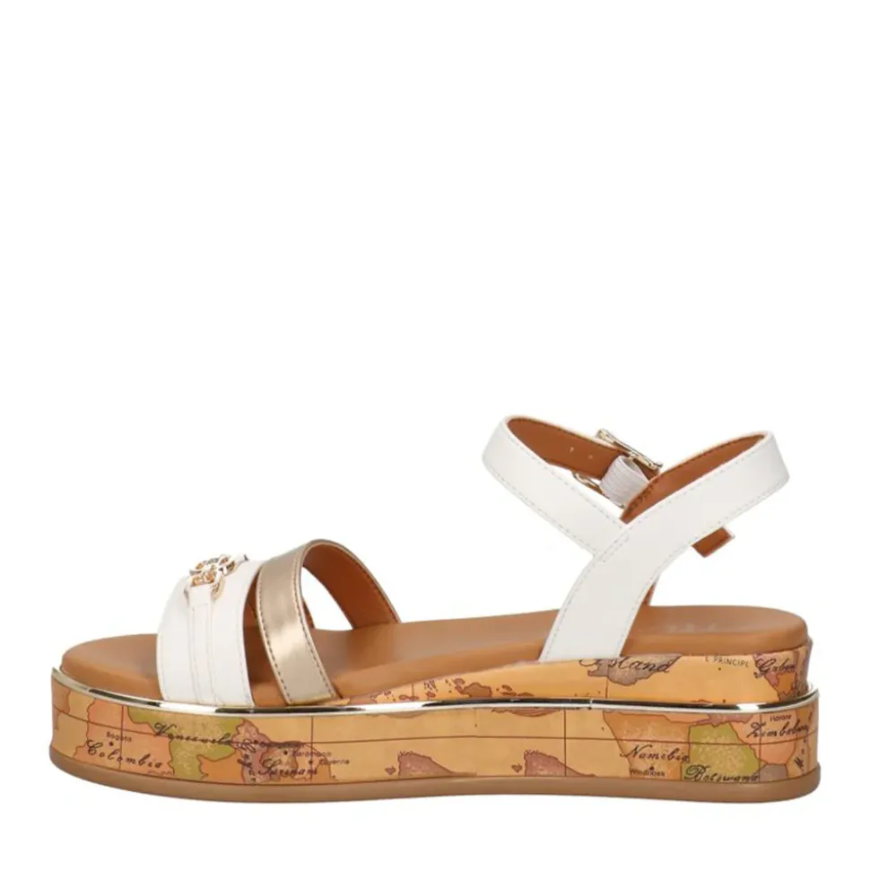 Sandali Platform 1A Classe Alviero Martini Bianco e Platino 2180