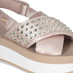 Sandali Platform con Borchie Gioiello LIU JO Dreamy Sandal 02 in Raso color Cipria