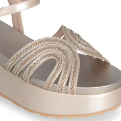 Sandali Platform LIU JO Frida 35 Metallic Matte Gold con Catene