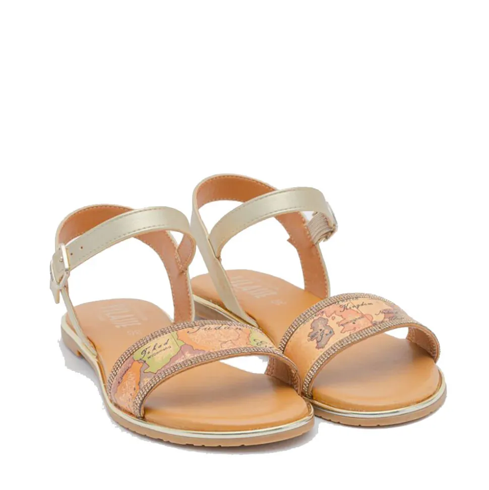 Scarpe 1A Classe Alviero Martini Sandali Flat Platino e Geo Classic 1837