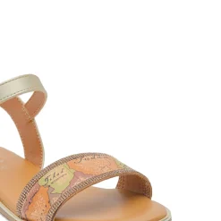 Scarpe 1A Classe Alviero Martini Sandali Flat Platino e Geo Classic 1837