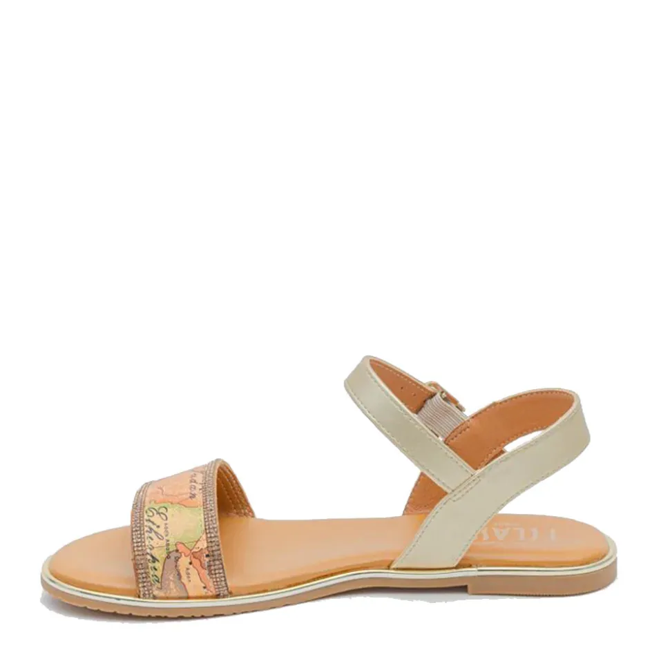 Scarpe 1A Classe Alviero Martini Sandali Flat Platino e Geo Classic 1837