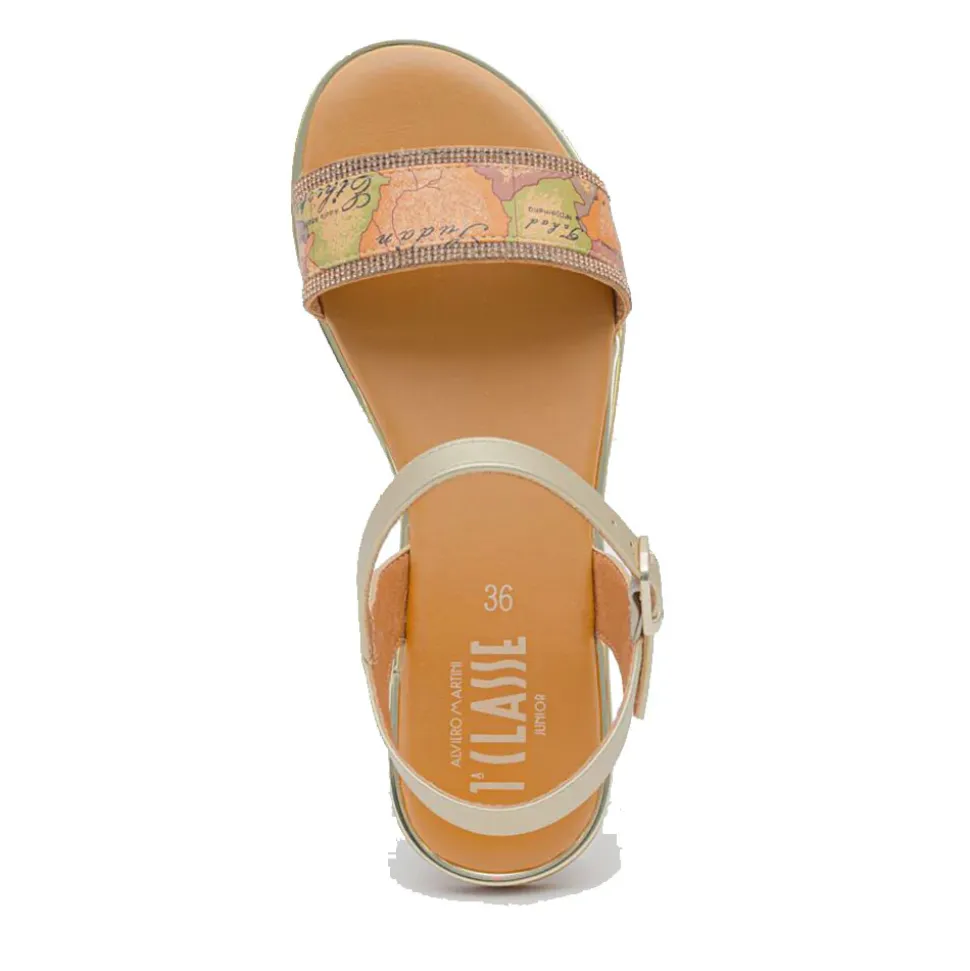Scarpe 1A Classe Alviero Martini Sandali Flat Platino e Geo Classic 1837
