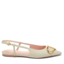Scarpe Donna COCCINELLE Slingback in Pelle Celadon Green con Tacco Basso