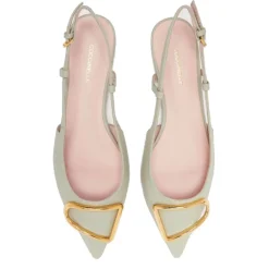 Scarpe Donna COCCINELLE Slingback in Pelle Celadon Green con Tacco Basso