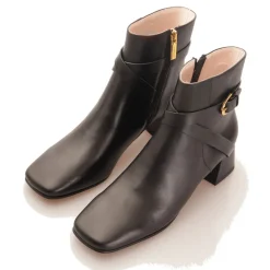 Scarpe Donna COCCINELLE Stivaletti con Tacco Basso Largo in Pelle Nera