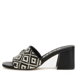 Scarpe Donna GUESS Ciabatte con Tacco Linea Gables in Rafia Colore Nero