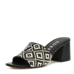 Scarpe Donna GUESS Ciabatte con Tacco Linea Gables in Rafia Colore Nero