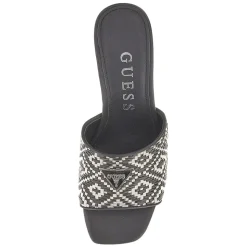 Scarpe Donna GUESS Ciabatte con Tacco Linea Gables in Rafia Colore Nero